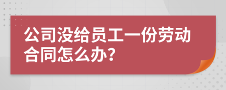 公司沒給員工一份勞動(dòng)合同怎么辦？