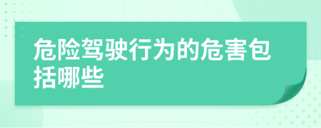 危險駕駛行為的危害包括哪些
