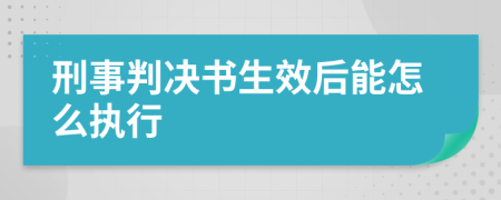 刑事判決書生效后能怎么執(zhí)行