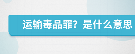 運輸毒品罪？是什么意思