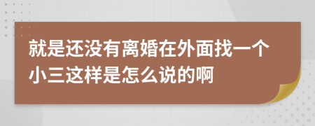 就是還沒有離婚在外面找一個(gè)小三這樣是怎么說的啊