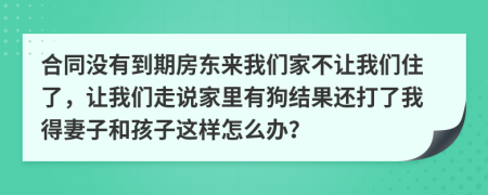 合同沒有到期房東來我們家不讓我們住了，讓我們走說家里有狗結(jié)果還打了我得妻子和孩子這樣怎么辦？