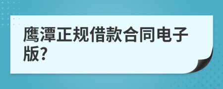 鷹潭正規(guī)借款合同電子版?