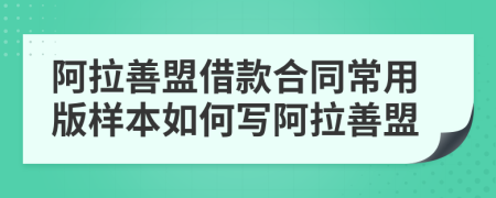 阿拉善盟借款合同常用版樣本如何寫阿拉善盟
