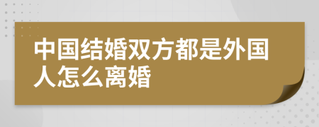 中國結(jié)婚雙方都是外國人怎么離婚