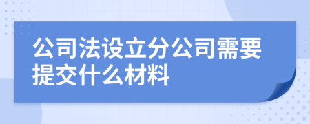 公司法設立分公司需要提交什么材料