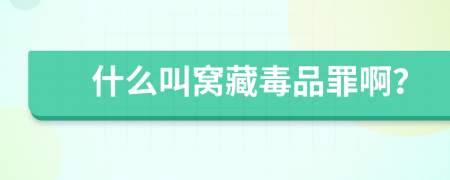 什么叫窩藏毒品罪??？
