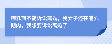 哺乳期不能訴訟離婚，我妻子還在哺乳期內(nèi)，我想要訴訟離婚了