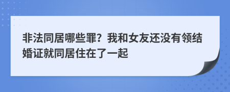 非法同居哪些罪？我和女友還沒有領結(jié)婚證就同居住在了一起