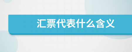 匯票代表什么含義