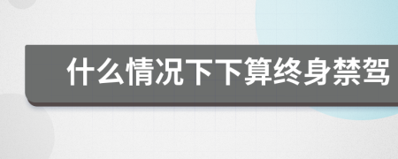 什么情況下下算終身禁駕