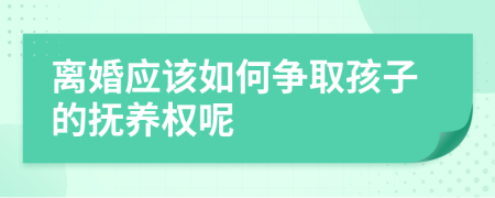 離婚應(yīng)該如何爭取孩子的撫養(yǎng)權(quán)呢