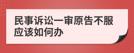 民事訴訟一審原告不服應該如何辦