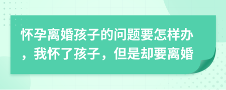懷孕離婚孩子的問題要怎樣辦，我懷了孩子，但是卻要離婚
