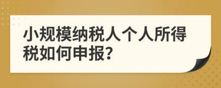 小規(guī)模納稅人個人所得稅如何申報？
