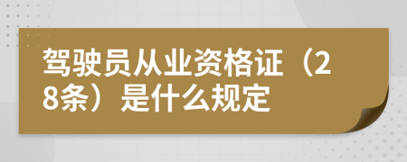 駕駛員從業(yè)資格證（28條）是什么規(guī)定