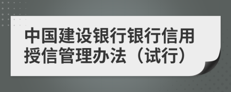中國建設(shè)銀行銀行信用授信管理辦法（試行）