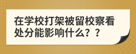 在學(xué)校打架被留校察看處分能影響什么？？