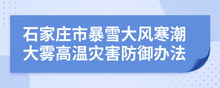 石家莊市暴雪大風(fēng)寒潮大霧高溫災(zāi)害防御辦法