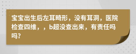 寶寶出生后左耳畸形，沒有耳洞，醫(yī)院檢查四維，，b超沒查出來，有責(zé)任嗎嗎？