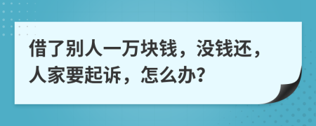 借了別人一萬塊錢，沒錢還，人家要起訴，怎么辦？