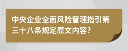 中央企業(yè)全面風險管理指引第三十八條規(guī)定原文內容?