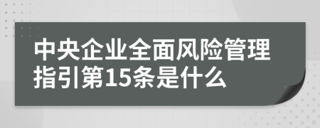中央企業(yè)全面風險管理指引第15條是什么
