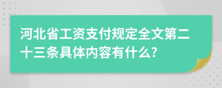 河北省工資支付規(guī)定全文第二十三條具體內容有什么?