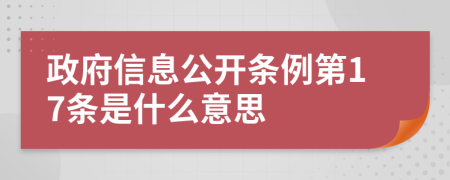 政府信息公開條例第17條是什么意思