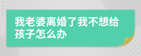 我老婆離婚了我不想給孩子怎么辦