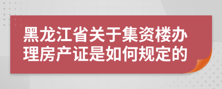 黑龍江省關(guān)于集資樓辦理房產(chǎn)證是如何規(guī)定的