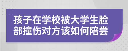 孩子在學(xué)校被大學(xué)生臉部撞傷對(duì)方該如何陪嘗