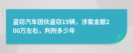 盜竊汽車團伙盜竊19輛，涉案金額200萬左右，判刑多少年