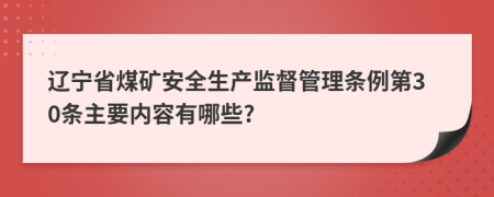 遼寧省煤礦安全生產(chǎn)監(jiān)督管理條例第30條主要內(nèi)容有哪些?