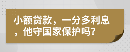小額貸款，一分多利息，他守國家保護嗎？