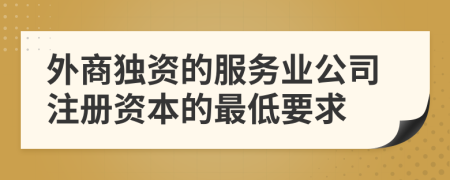 外商獨(dú)資的服務(wù)業(yè)公司注冊(cè)資本的最低要求