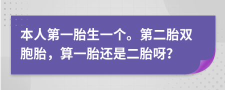 本人第一胎生一個。第二胎雙胞胎，算一胎還是二胎呀？