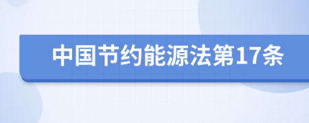 中國節(jié)約能源法第17條