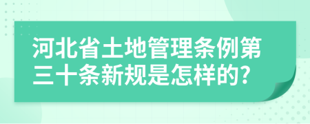 河北省土地管理?xiàng)l例第三十條新規(guī)是怎樣的?