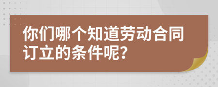 你們哪個知道勞動合同訂立的條件呢？