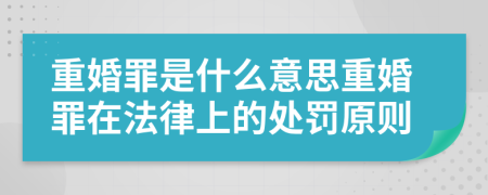 重婚罪是什么意思重婚罪在法律上的處罰原則