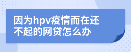 因為hpv疫情而在還不起的網(wǎng)貸怎么辦
