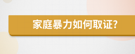 家庭暴力如何取證?