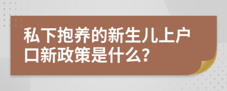 私下抱養(yǎng)的新生兒上戶口新政策是什么？