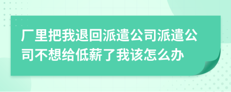 廠里把我退回派遣公司派遣公司不想給低薪了我該怎么辦