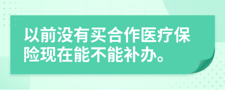 以前沒有買合作醫(yī)療保險(xiǎn)現(xiàn)在能不能補(bǔ)辦。