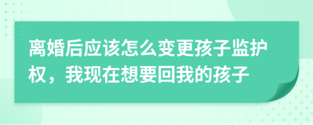 離婚后應(yīng)該怎么變更孩子監(jiān)護權(quán)，我現(xiàn)在想要回我的孩子