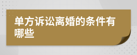 單方訴訟離婚的條件有哪些