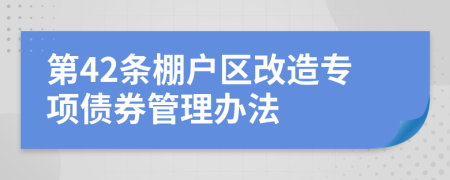 第42條棚戶區(qū)改造專項債券管理辦法