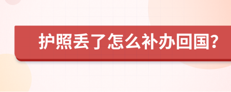 護照丟了怎么補辦回國？